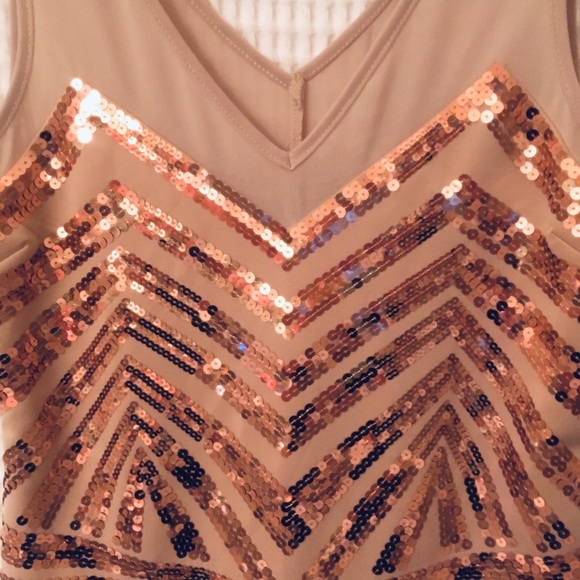 Nwt BEBE Gold Beige Sequin Bodycon Party Dress L - Picture 3 of 7